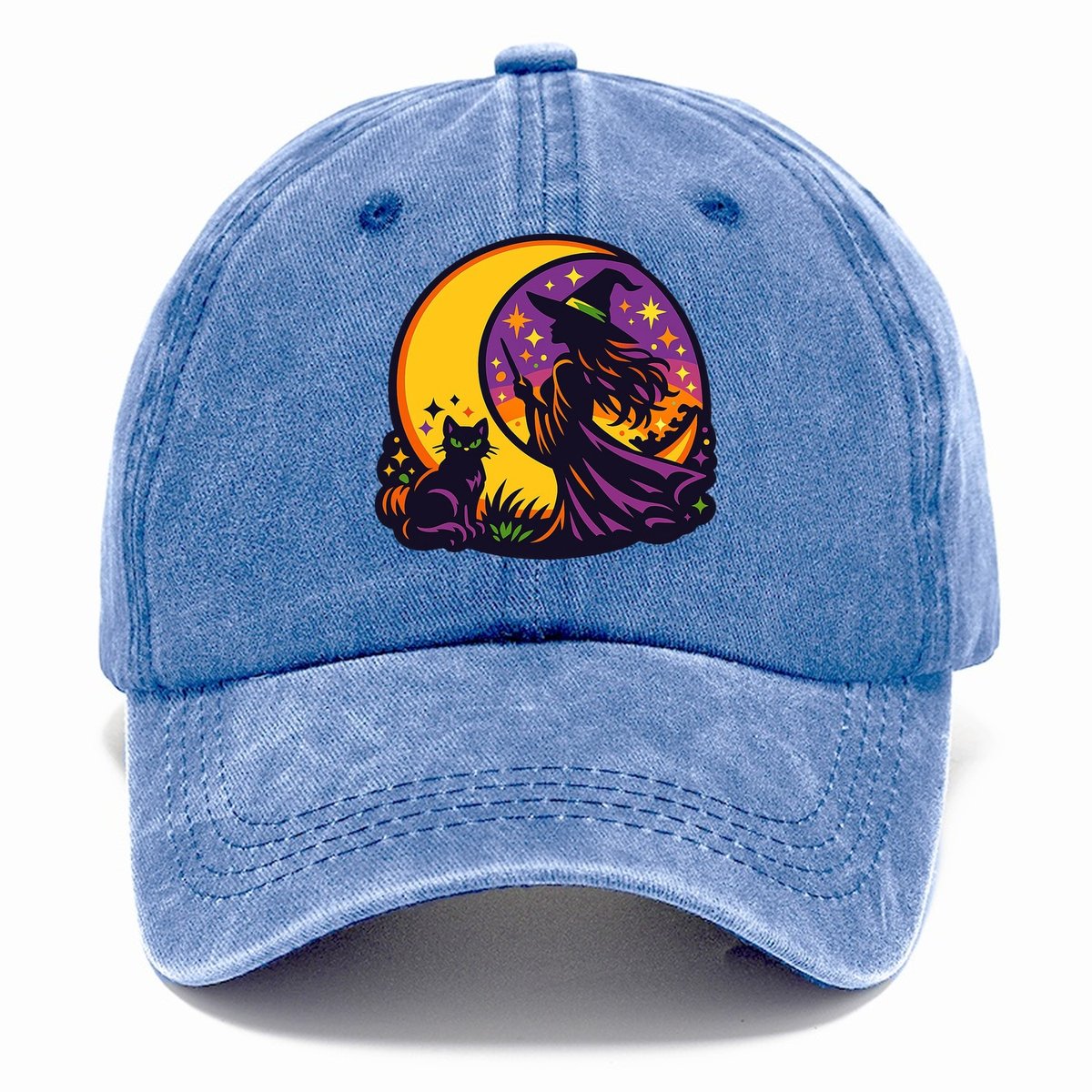 Moonlit Witch Cat Classic Cap – Summer Sky