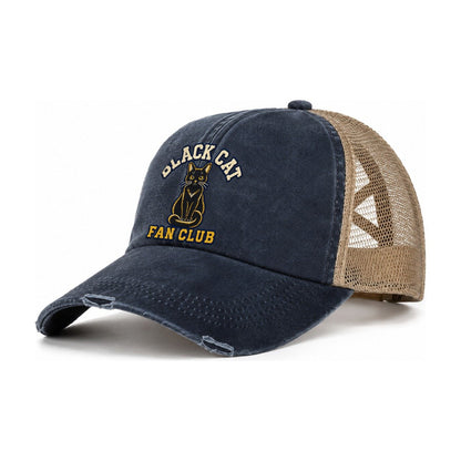 Black Cat Fan Club Women's Ponytail Trucker Hat – Navy Khaki