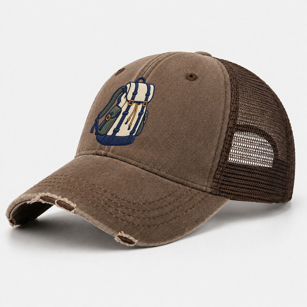 Hiking Backpack Tiny Solo Marks Washed Trucker Hat – Coffee