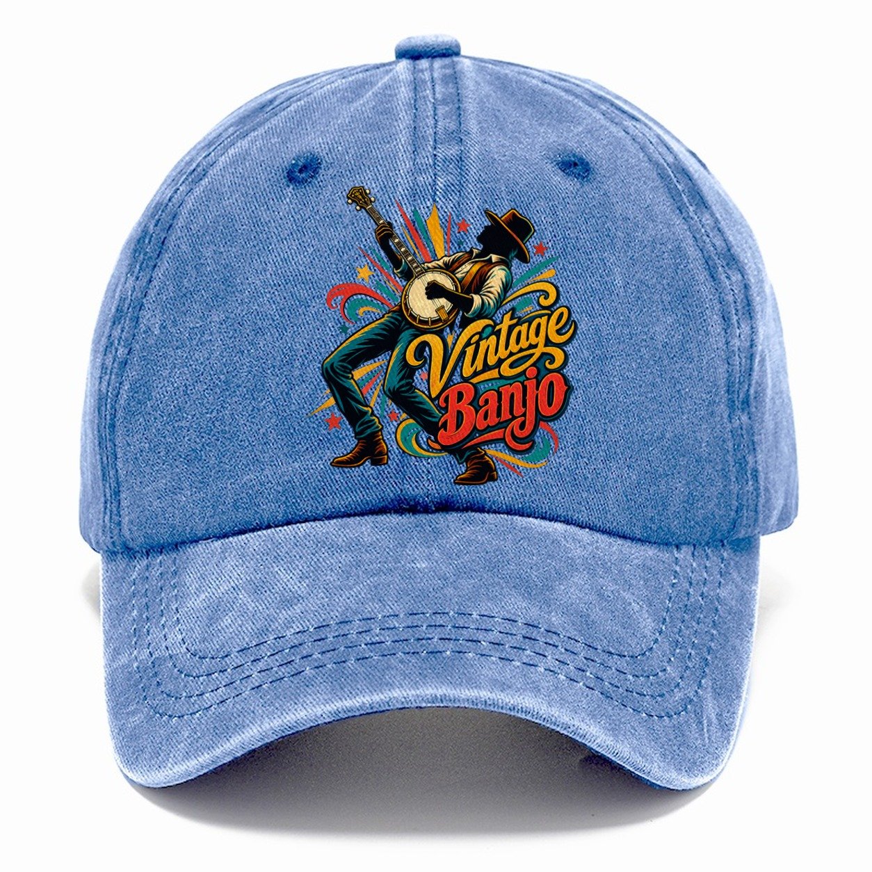 Vintage Banjo Music Instruments Classic Cap – Summer Sky