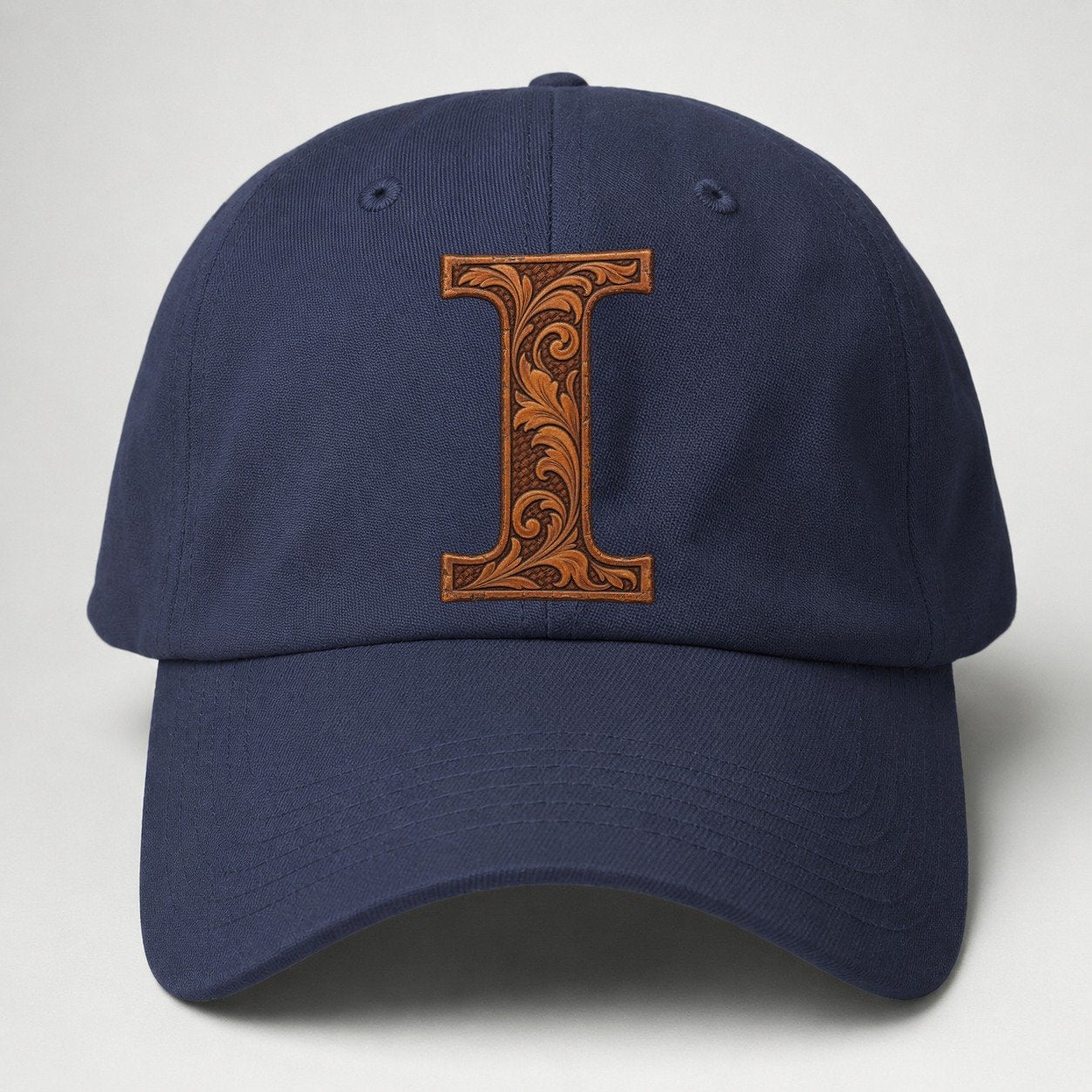 Tooled Leather I Monogram Baseball Cap – Twilight Navy