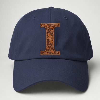 Tooled Leather I Monogram Baseball Cap – Twilight Navy