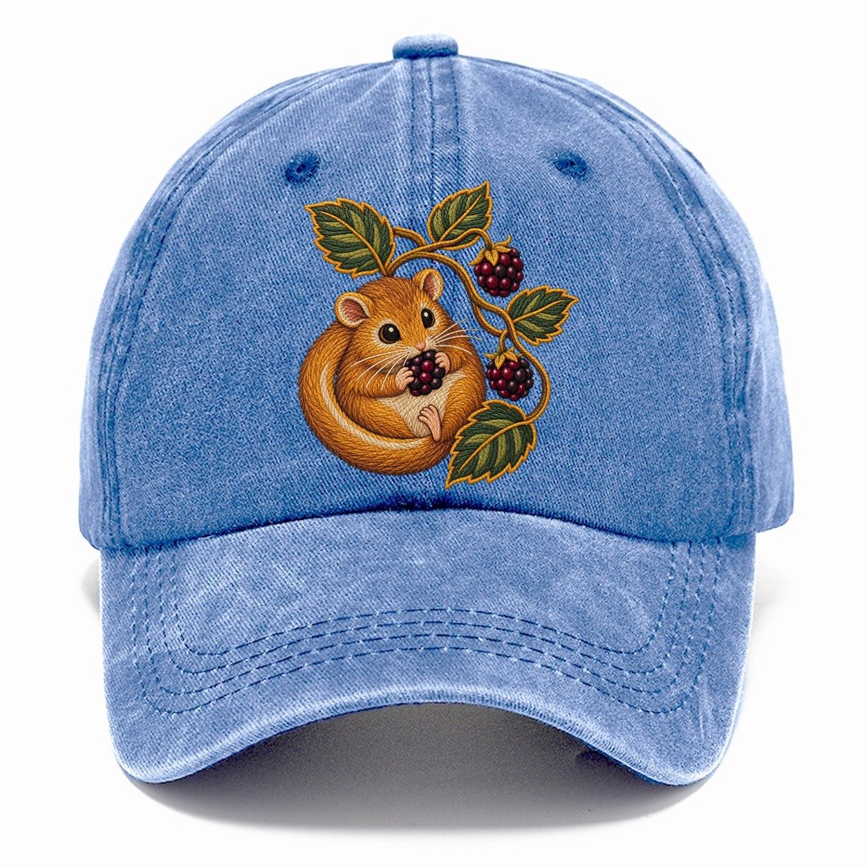British Hedgerow Dormouse And Blackberries Uk Culture Heritage Classic Cap – Summer Sky