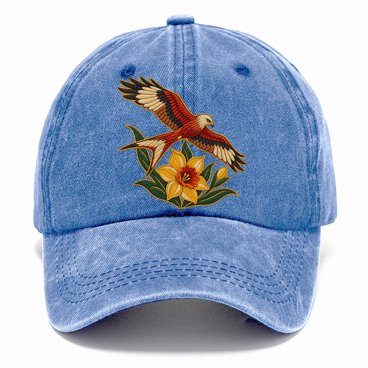 Welsh Daffodil And Red Kite Uk Culture Heritage Classic Cap – Summer Sky