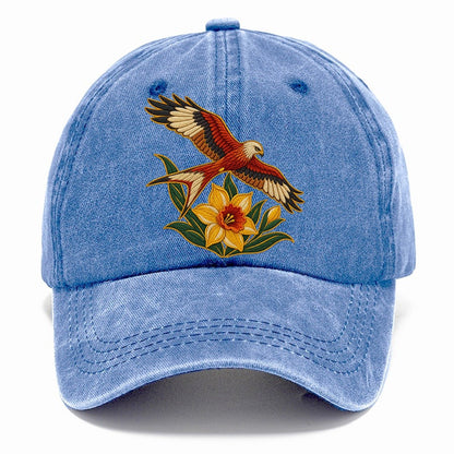 Welsh Daffodil And Red Kite Uk Culture Heritage Classic Cap – Summer Sky