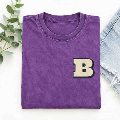 Initial B Left Chest Vintage T-shirt – Purple