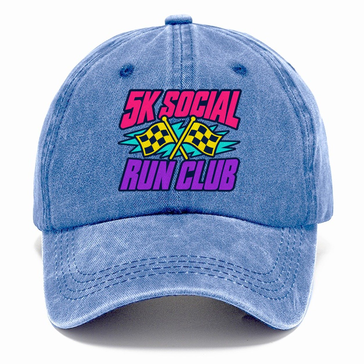 5K Social Run Club 90S Running Clubs Classic Cap – Summer Sky