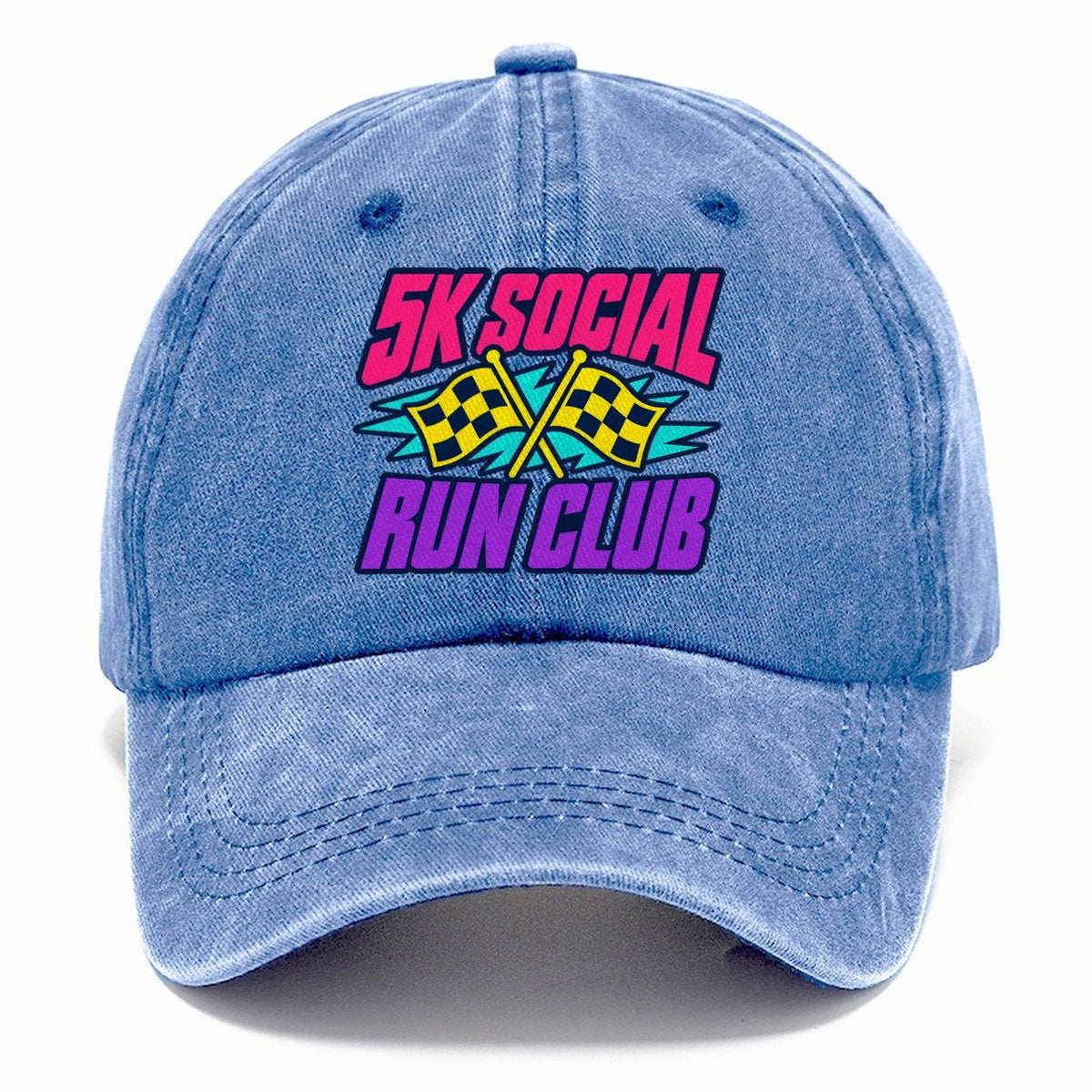 5K Social Run Club 90S Running Clubs Classic Cap – Summer Sky