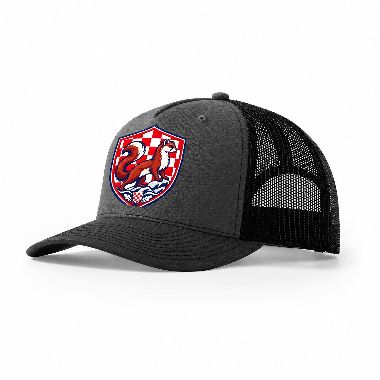 Croatia Minimal Emblem Country Logos Trucker Hat – Dark Grey Black