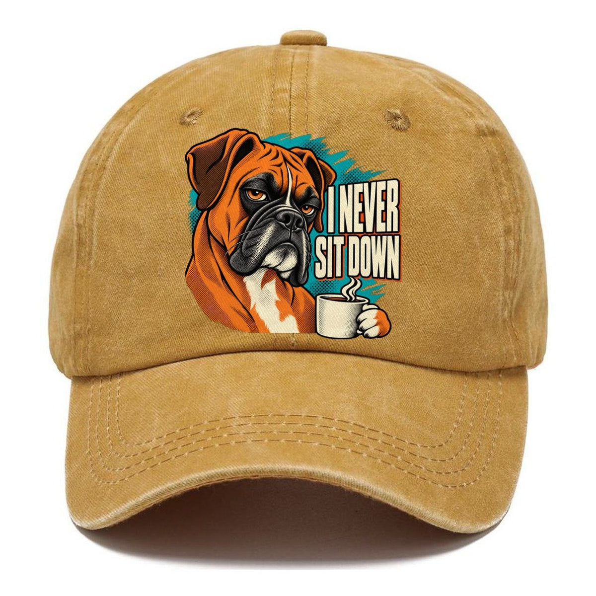 I Never Sit Down Boxer Dog Coffee Classic Cap – Golden Harvest