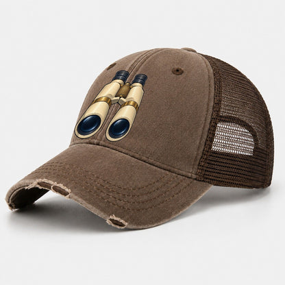 Observing Binoculars Astronomy And Stargazing Washed Trucker Hat – Coffee