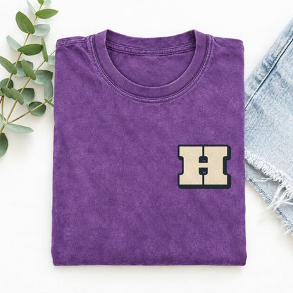 Initial H Left Chest Vintage T-shirt – Purple