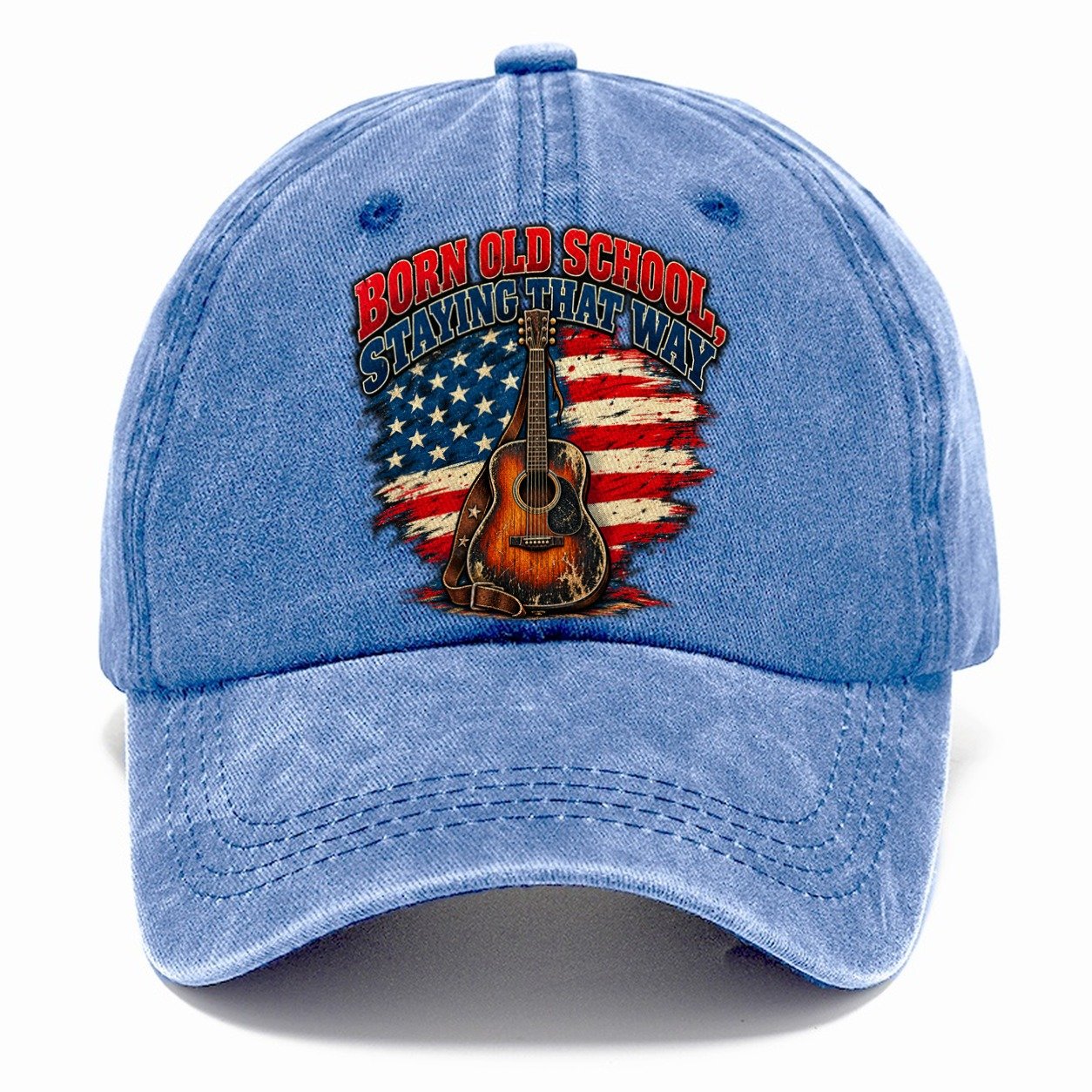 Born Old School Staying That Way Old Man Strong Classic Cap – Summer Sky