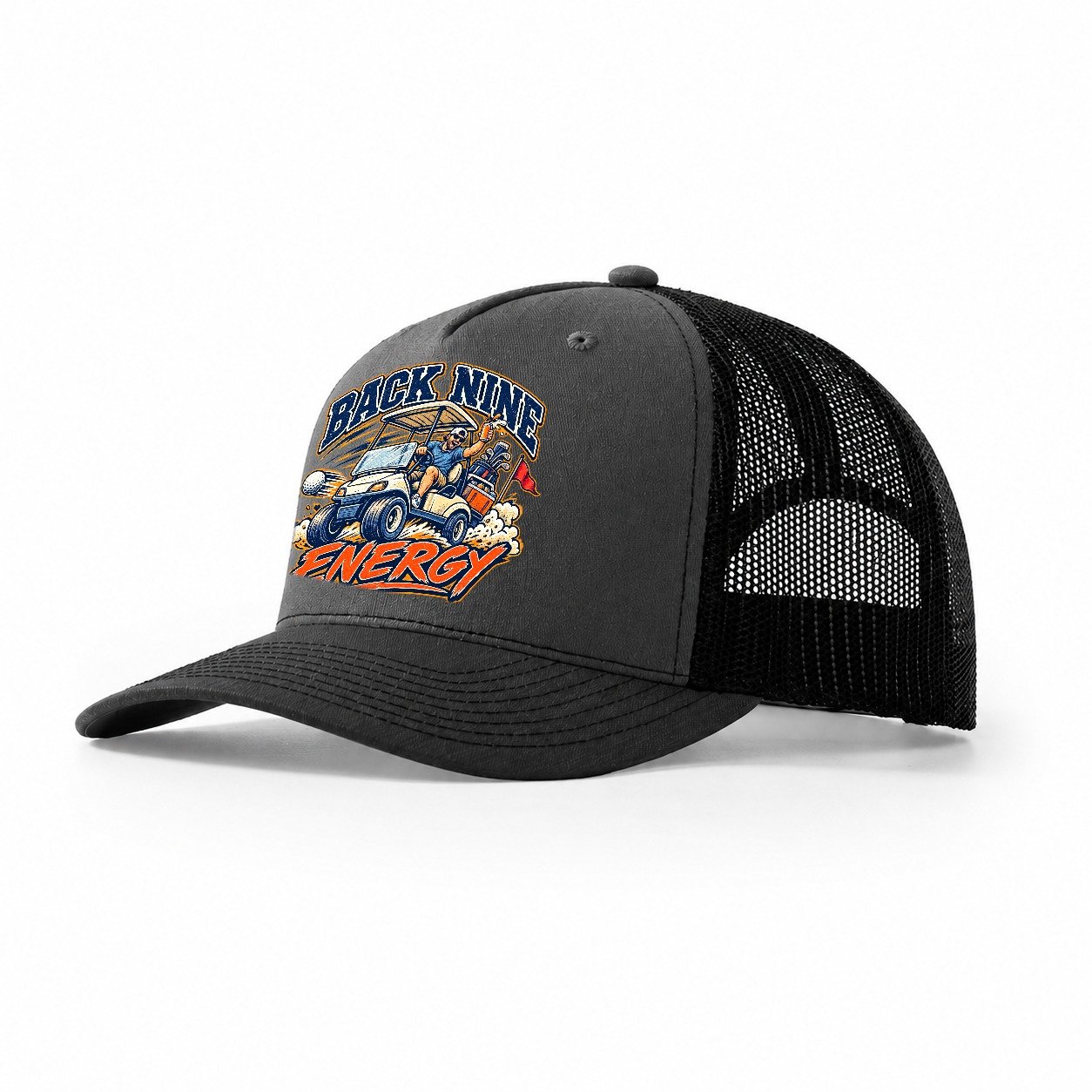 Back Nine Energy Golf Life Trucker Hat – Dark Grey Black