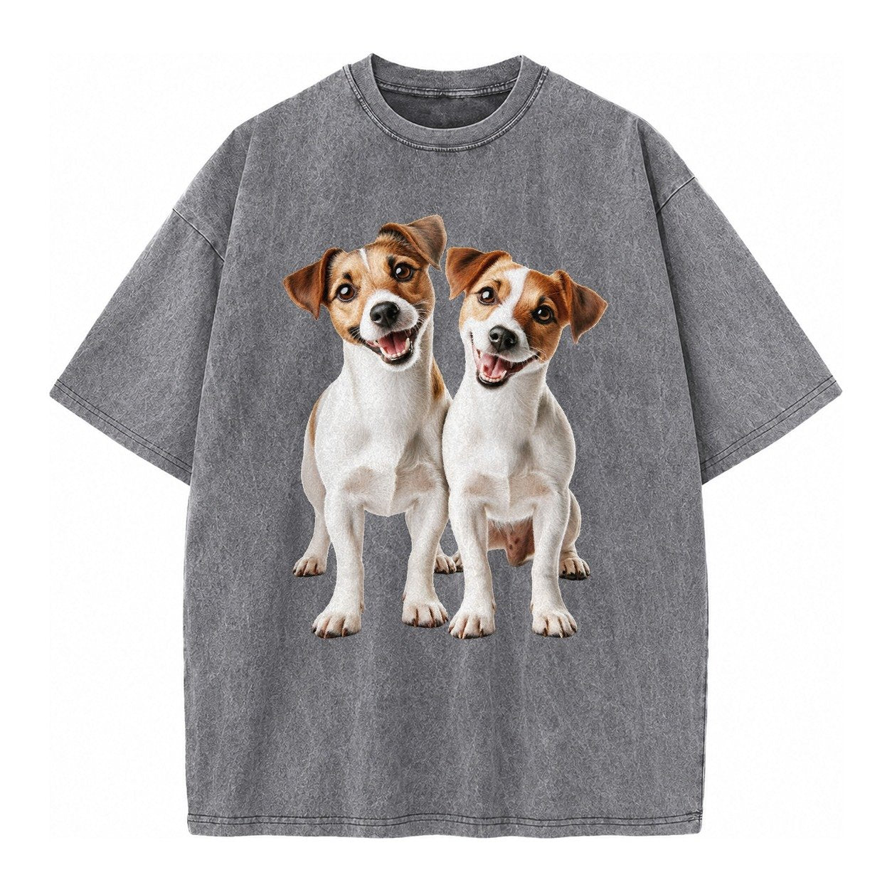 Two Jack Russels Vintage T-shirt – Grey