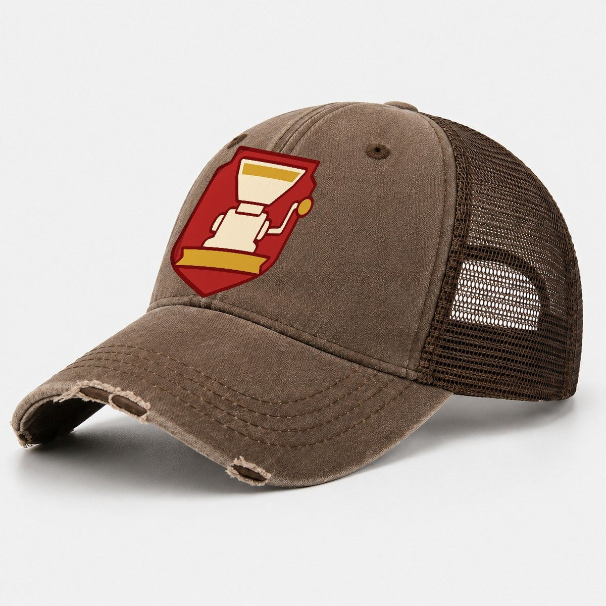 Grain Mill Crest Washed Trucker Hat – Coffee