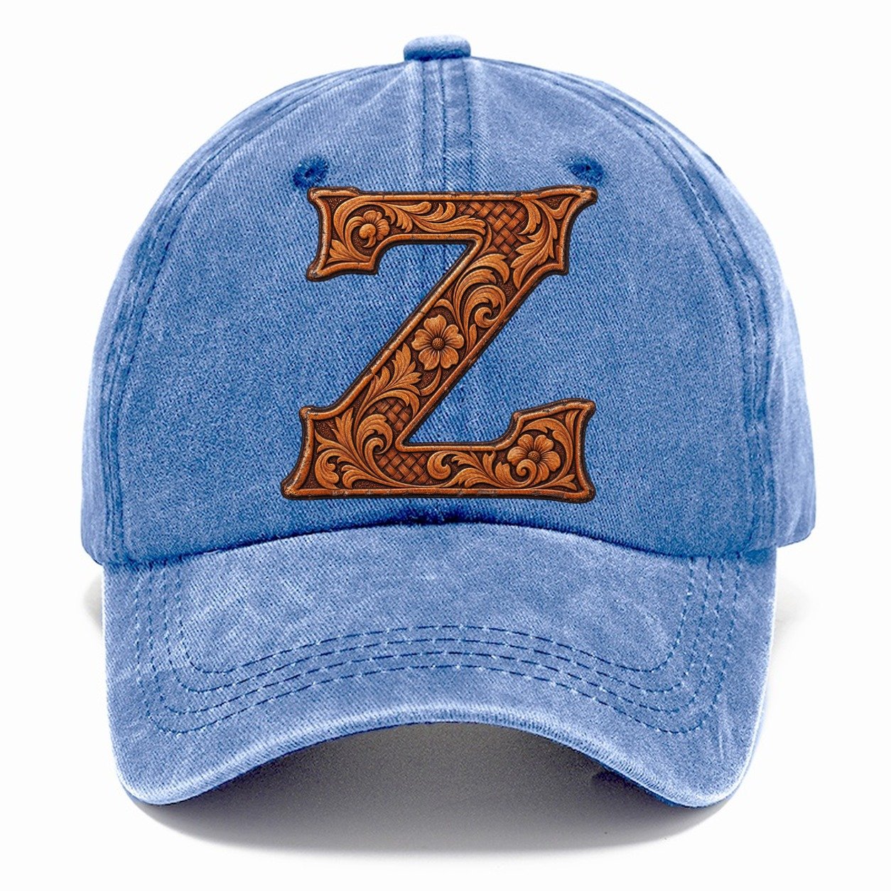 Tooled Leather Z Monogram Classic Cap – Summer Sky