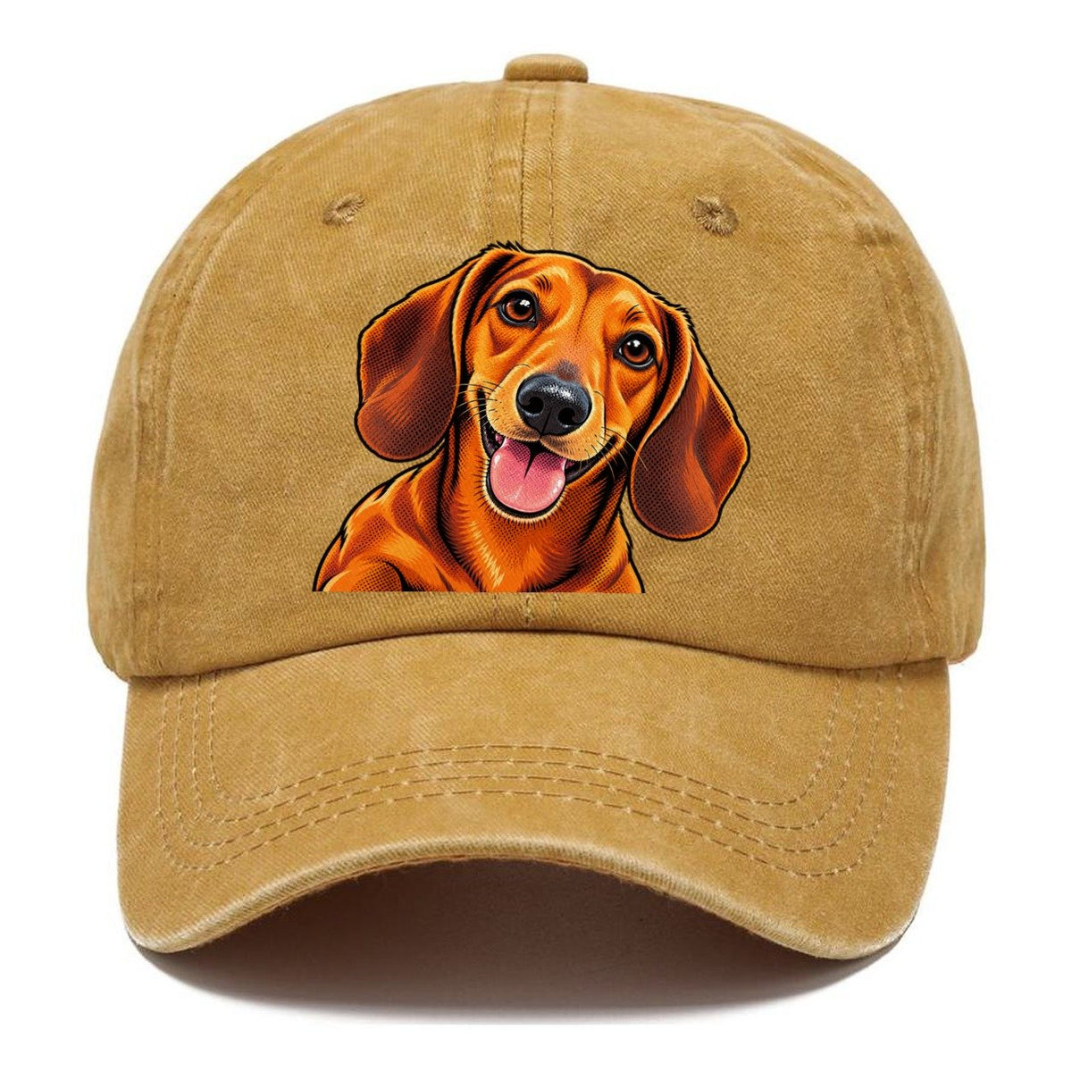Happy Dachshund Portrait Classic Cap – Golden Harvest