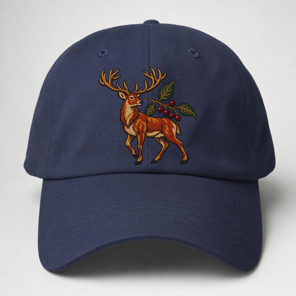 Red Deer And Rowan Berries Uk Culture Heritage Baseball Cap – Twilight Navy