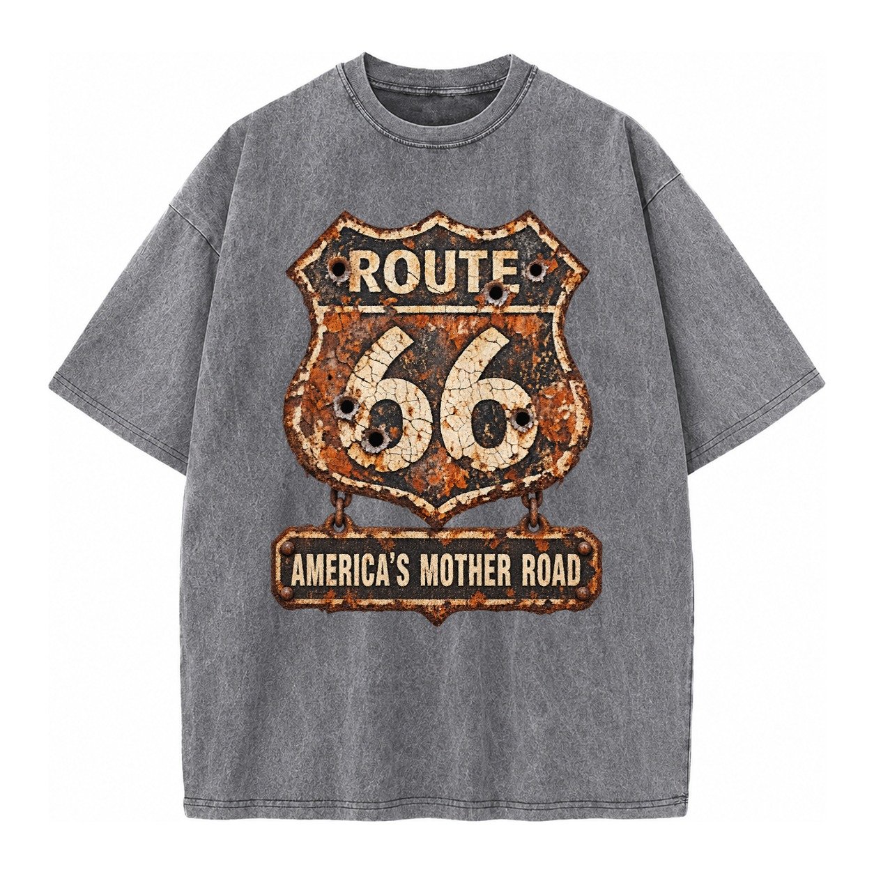 Route 66 Weathered Vintage T-shirt – Grey