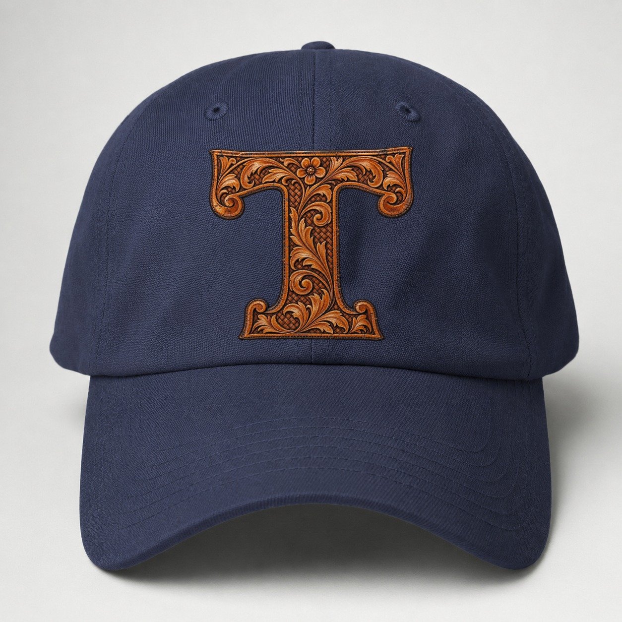 Tooled Leather T Monogram Baseball Cap – Twilight Navy