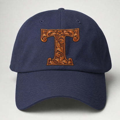 Tooled Leather T Monogram Baseball Cap – Twilight Navy