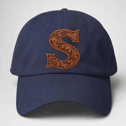 Tooled Leather S Monogram Baseball Cap – Twilight Navy