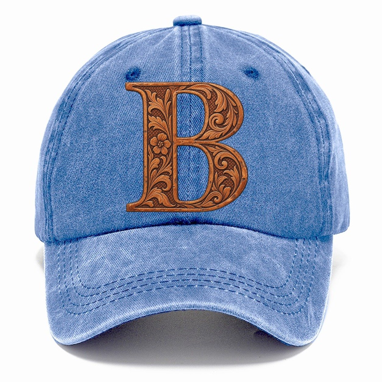 Tooled Leather B Monogram Classic Cap – Summer Sky