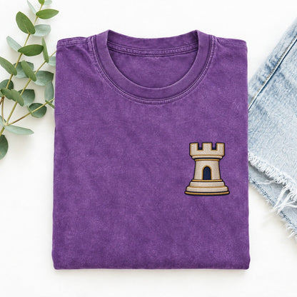 Chess Rook Symbol Emblems Left Chest Vintage T-shirt – Purple