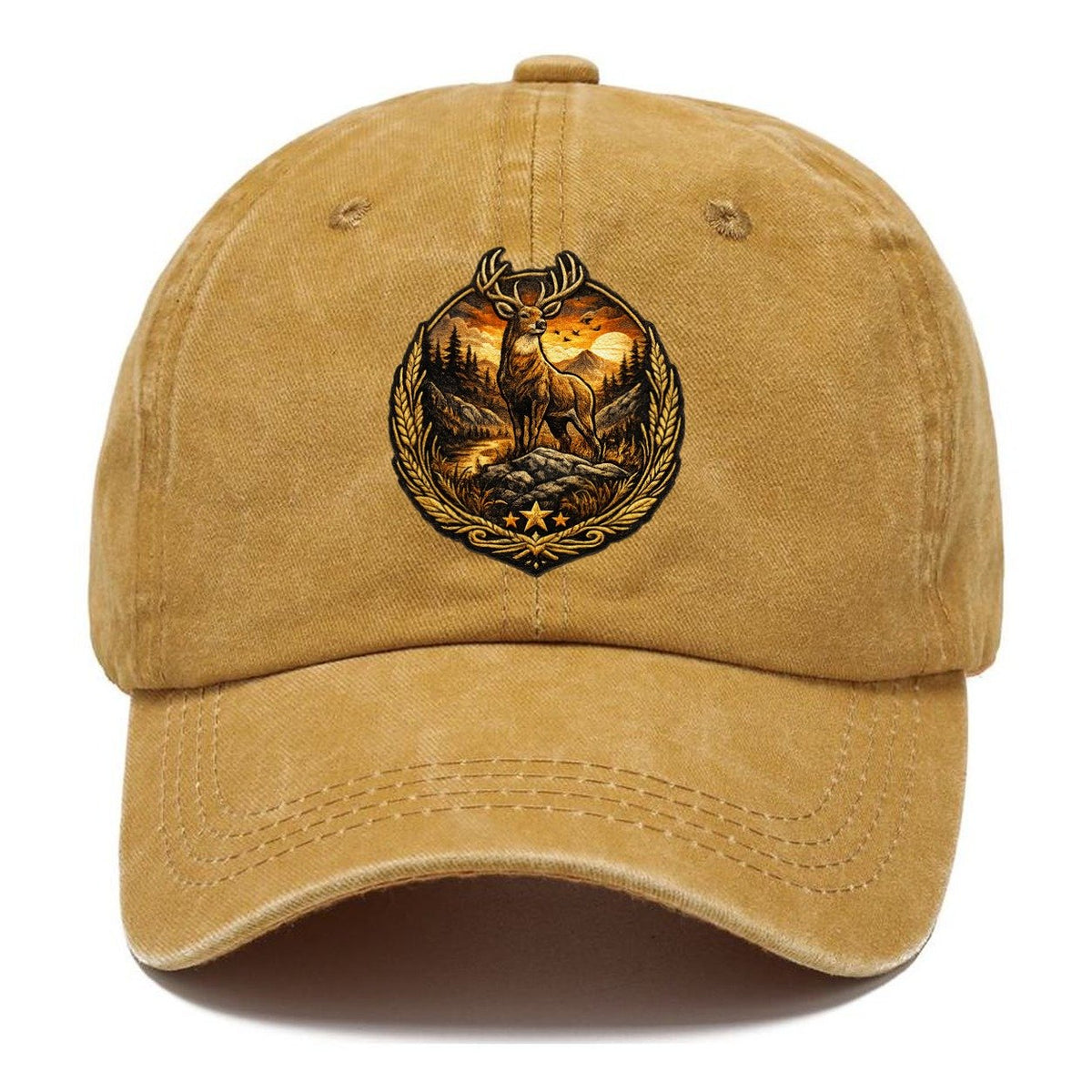 Majestic Stag Sunset Wilderness Crest Classic Cap – Golden Harvest