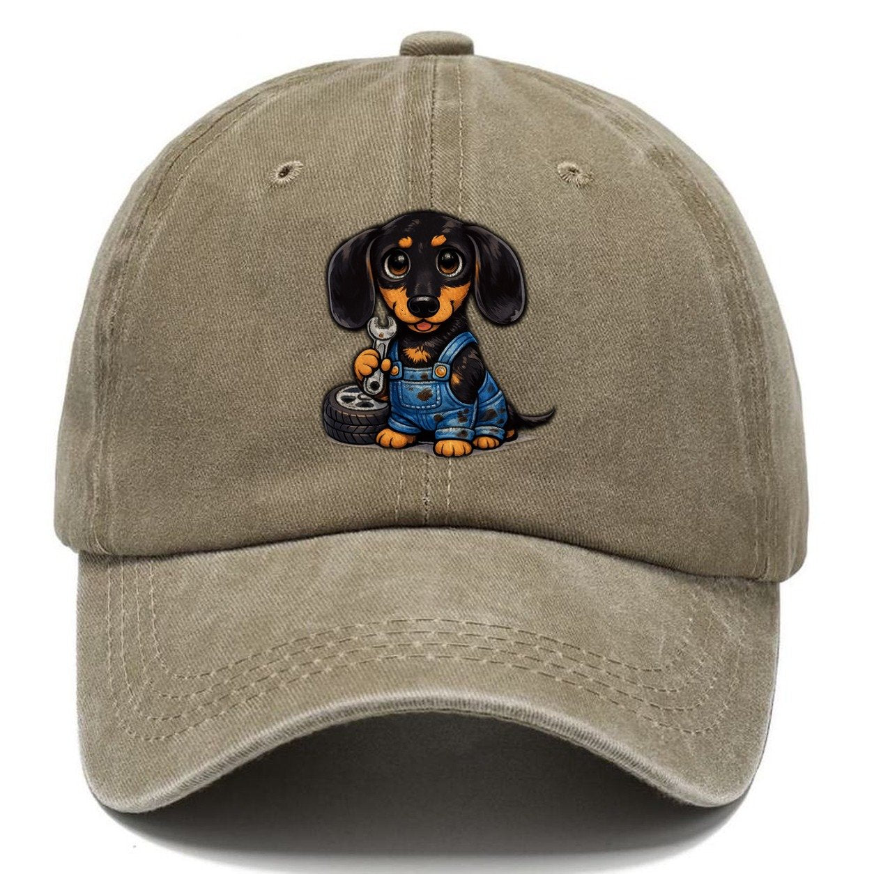 Dachshund Mechanic Classic Cap – Warm Sand