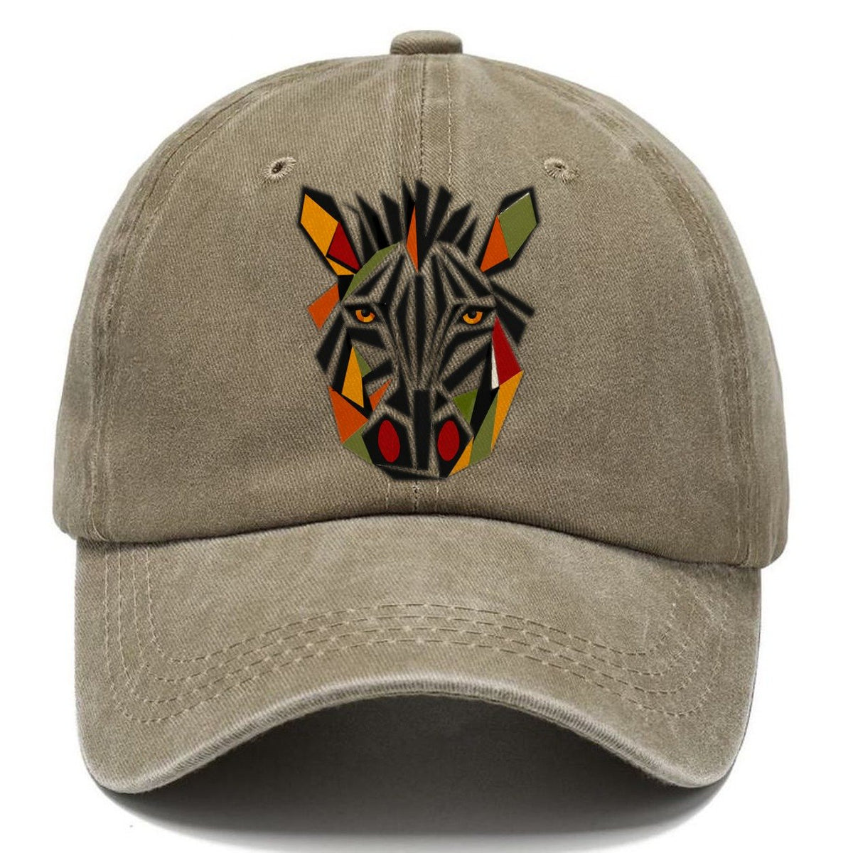 Zebra Geometric Stripes Classic Cap – Warm Sand