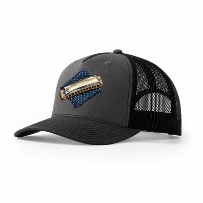 Harmonica Indigo Fold Pastimes Companions Trucker Hat – Dark Grey Black