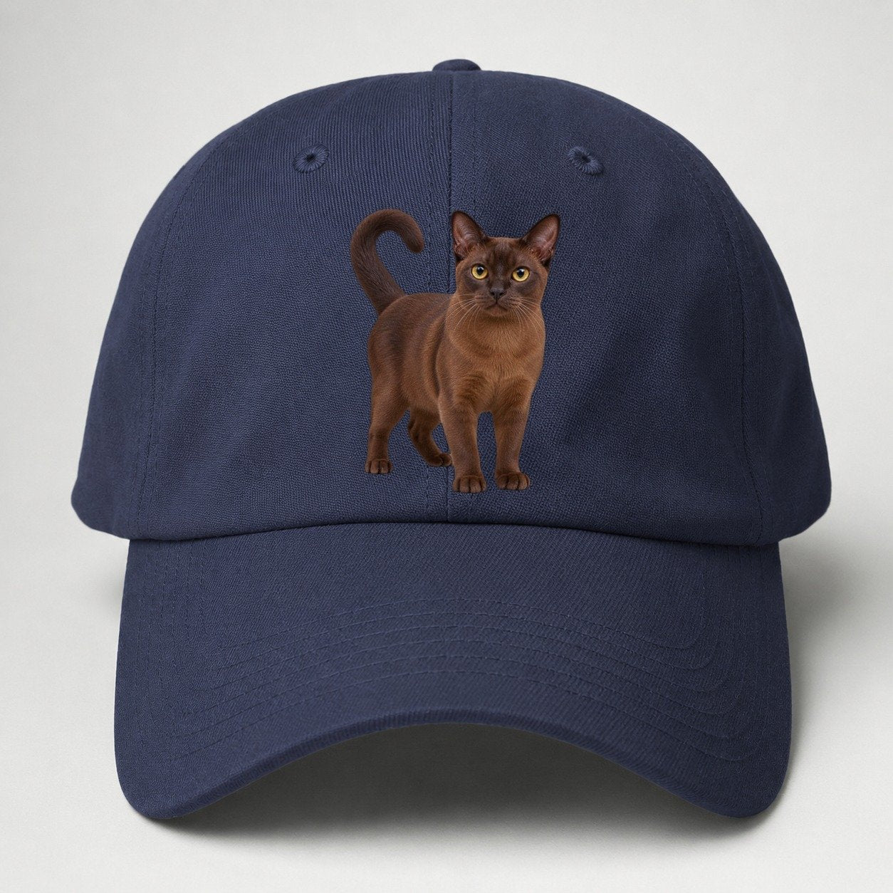 Burmese Standing Three Quarter Realistic Cat Portrait Baseball Cap – Twilight Navy
