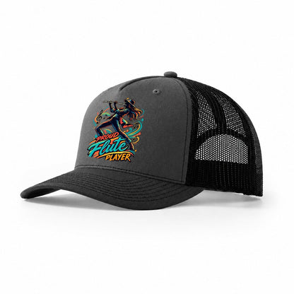 Proud Flute Player Music Instruments Trucker Hat – Dark Grey Black