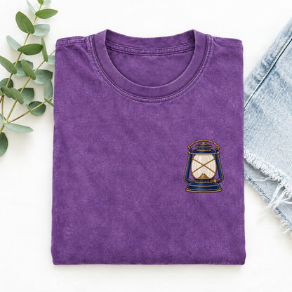 Camp Lantern Symbol Emblems Left Chest Vintage T-shirt – Purple