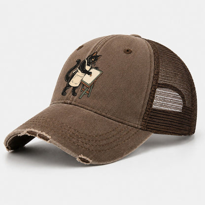 Black Cat Mapmaker Sundown Familiars Washed Trucker Hat – Coffee