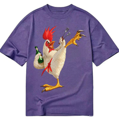 Rooster Printed Unisex Baseball Cap Solid Color Washed Distr Classic T-shirt – Purple