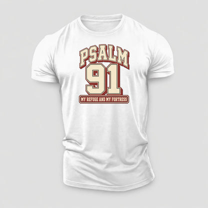 Psalm 91 Varsity Chapel Varsity Cotton T-Shirt – White
