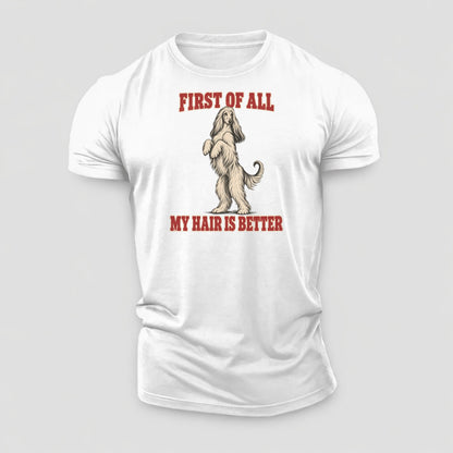 Afghan Hound Dog Declarations Cotton T-Shirt – White