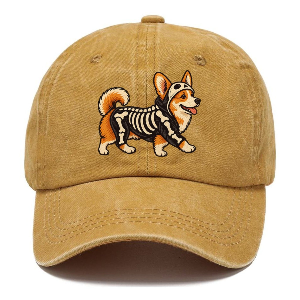 One Corgi In Halloween Costume Skeleton With Painted On Bones Halloween Dog Parade Classic Cap – Golden Harvest