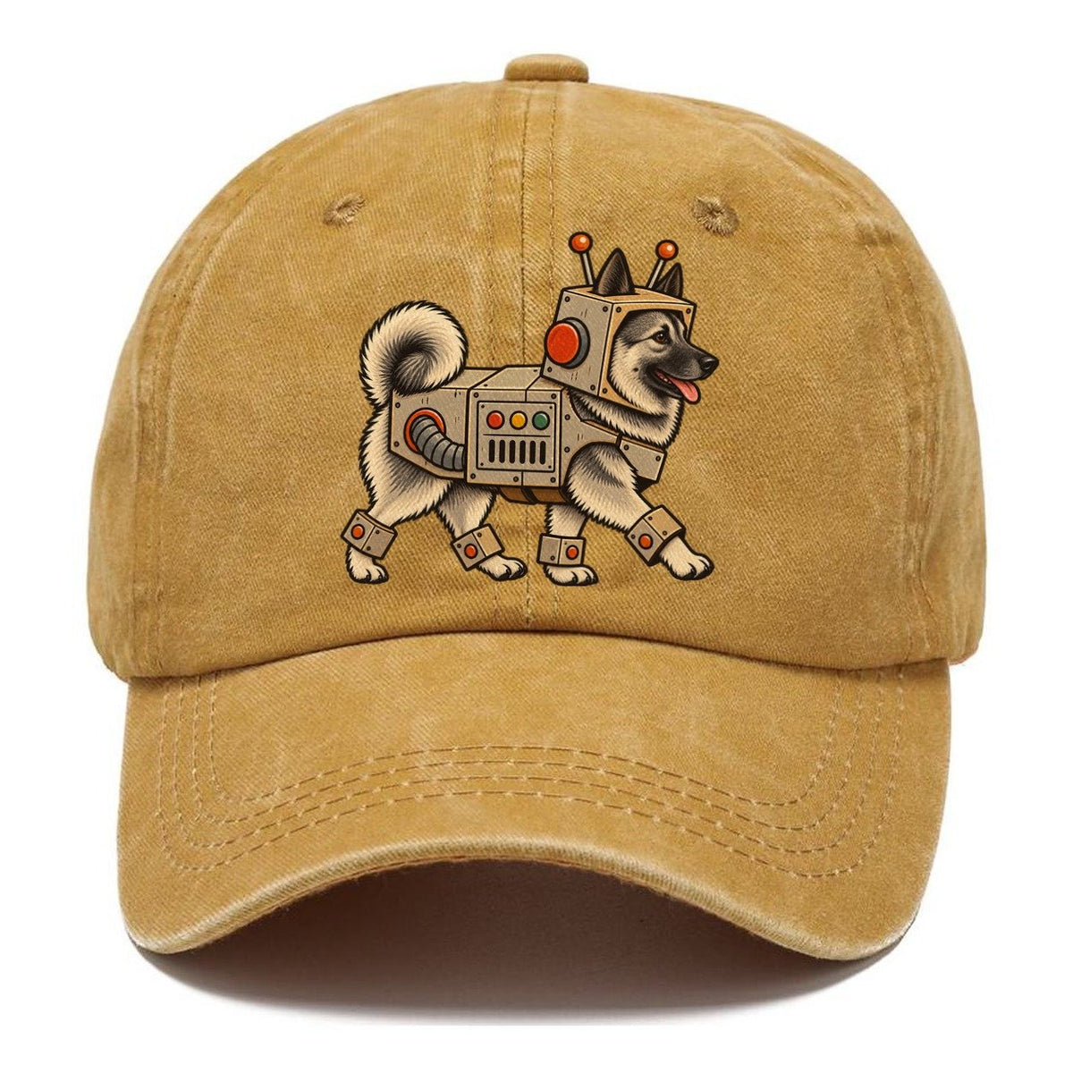 One Norwegian Elkhound In Halloween Costume Robot Costume With Boxy Cardboard Style Plating Halloween Dog Parade Classic Cap – Golden Harvest