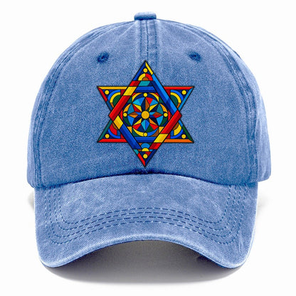 Star Of David Geometric Bauhaus Judaism Heritage Classic Cap – Summer Sky
