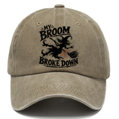 My Broom Broke Down Slogan Witch Magic Classic Cap – Warm Sand