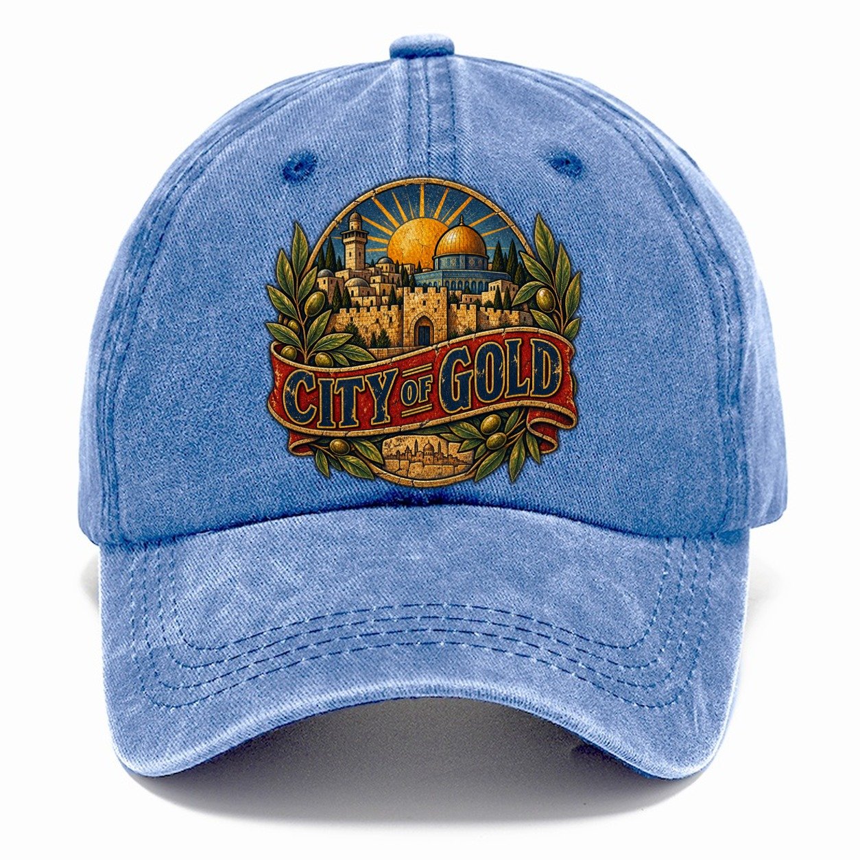City Of Gold Lettering Jerusalem Classic Cap – Summer Sky