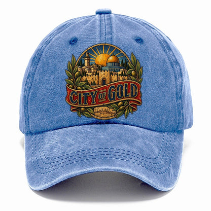 City Of Gold Lettering Jerusalem Classic Cap – Summer Sky