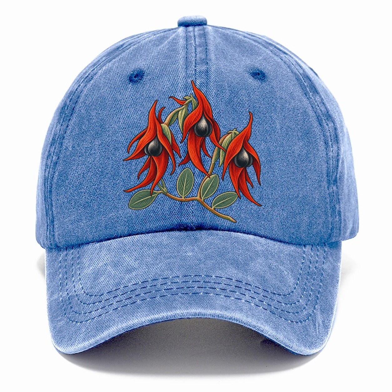 South Australia Sturt Desert Pea Cluster Australia Cultural Icons Classic Cap – Summer Sky