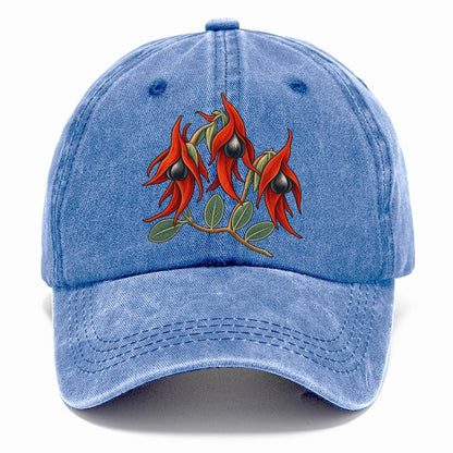 South Australia Sturt Desert Pea Cluster Australia Cultural Icons Classic Cap – Summer Sky