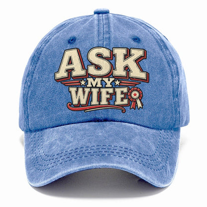 Ask My Wife American Wit Classic Cap – Summer Sky