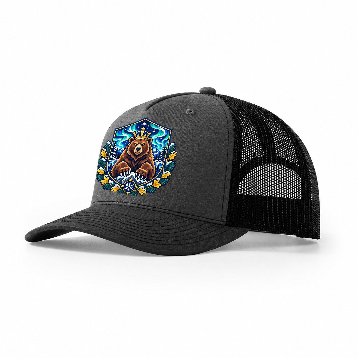 Finland Heraldic Crest Country Logos Trucker Hat – Dark Grey Black